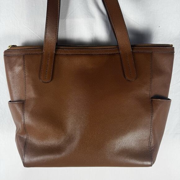Fossil Mimi Brown Pebble Leather Shopper Tote Handbag Purse Shoulder Bag - Picture 11 of 16